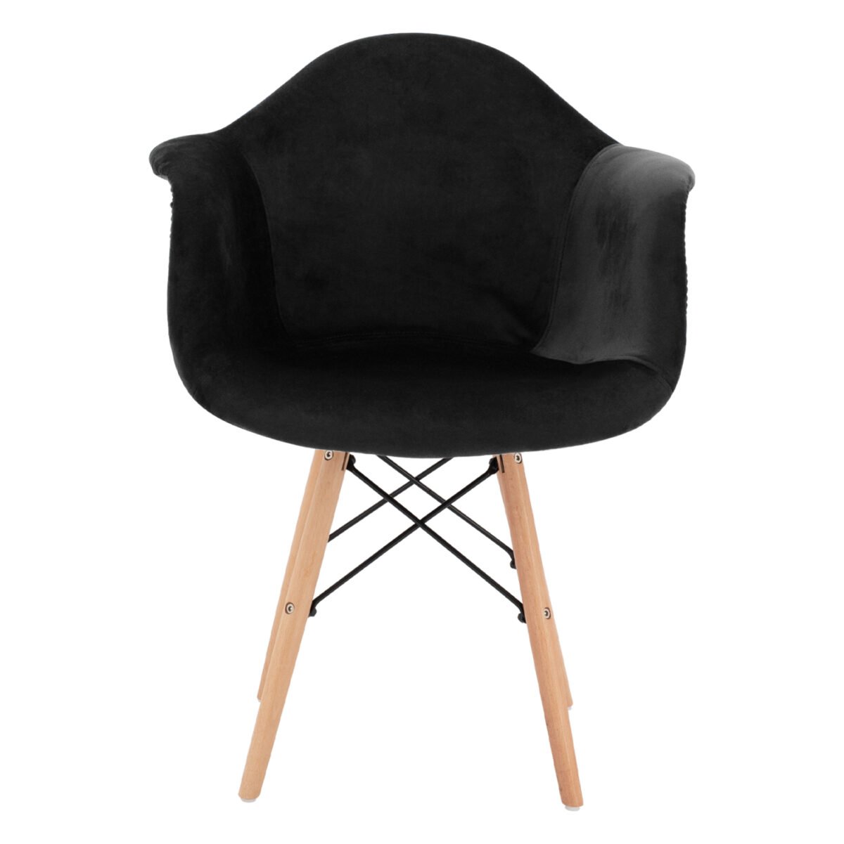 ΠΟΛΥΘΡΟΝΑ MIRTO HM8720.04 ΜΕ ΞΥΛΙΝΑ ΠΟΔΙΑ & ΒΕΛΟΥΔΟ ΜΑΥΡΟ 62x62x80Υ εκ. - Image 3