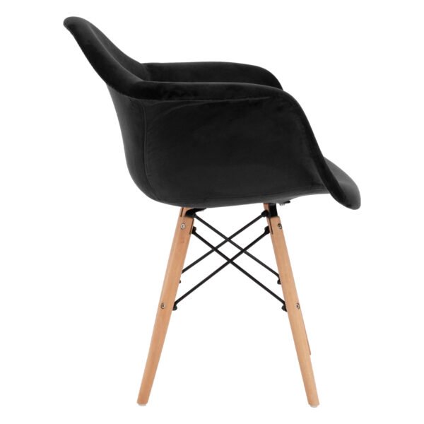 ΠΟΛΥΘΡΟΝΑ MIRTO HM8720.04 ΜΕ ΞΥΛΙΝΑ ΠΟΔΙΑ & ΒΕΛΟΥΔΟ ΜΑΥΡΟ 62x62x80Υ εκ. - Image 4