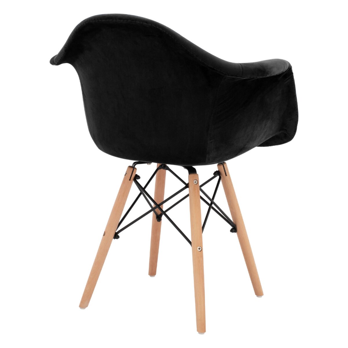 ΠΟΛΥΘΡΟΝΑ MIRTO HM8720.04 ΜΕ ΞΥΛΙΝΑ ΠΟΔΙΑ & ΒΕΛΟΥΔΟ ΜΑΥΡΟ 62x62x80Υ εκ. - Image 5