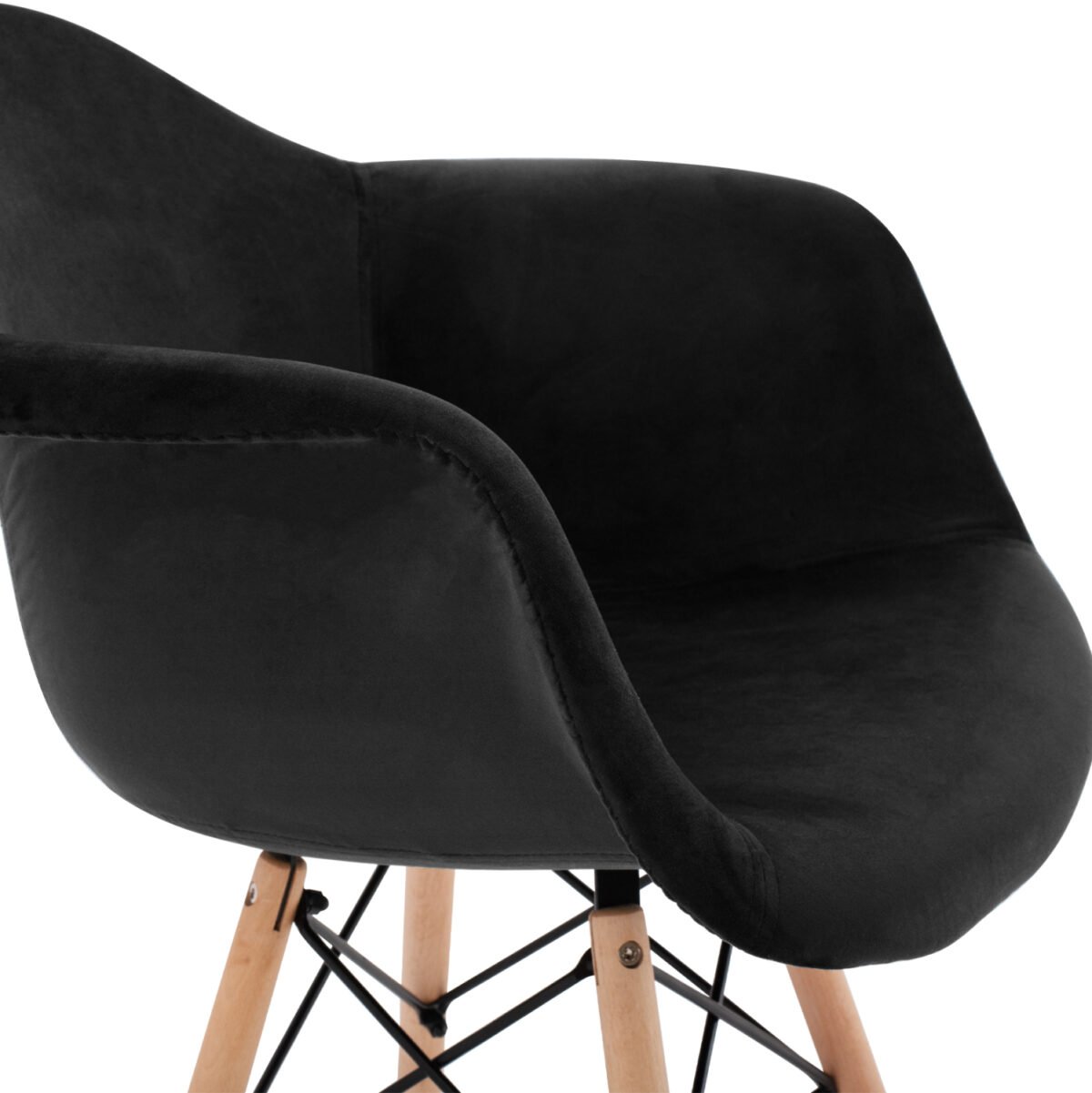 ΠΟΛΥΘΡΟΝΑ MIRTO HM8720.04 ΜΕ ΞΥΛΙΝΑ ΠΟΔΙΑ & ΒΕΛΟΥΔΟ ΜΑΥΡΟ 62x62x80Υ εκ. - Image 9