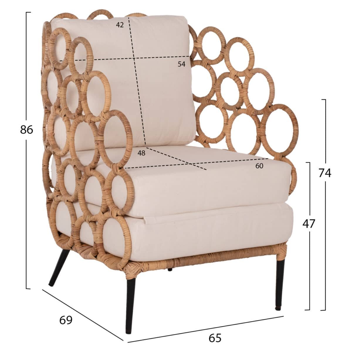 ΠΟΛΥΘΡΟΝΑ RINGER HM9341 ΑΠΟ RATTAN-ΜΕΤΑΛΛΟ ΦΥΣΙΚΟ ΧΡΩΜΑ 65x69x86Y εκ. - Image 2