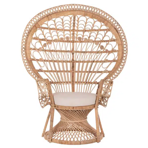 ΠΟΛΥΘΡΟΝΑ ROYAL PEACOCK HM9342 RATTAN ΣΕ ΦΥΣΙΚΟ-ΜΑΞΙΛΑΡΙ ΜΠΕΖ 114x72x150Yεκ. - Image 3