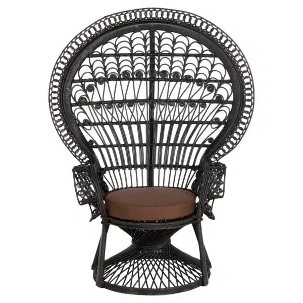 ΠΟΛΥΘΡΟΝΑ ROYAL PEACOCK HM9342.03 RATTAN ΜΑΥΡΟ-ΜΑΞΙΛΑΡΙ ΚΑΦΕ 114x72x150Yεκ. - Image 3