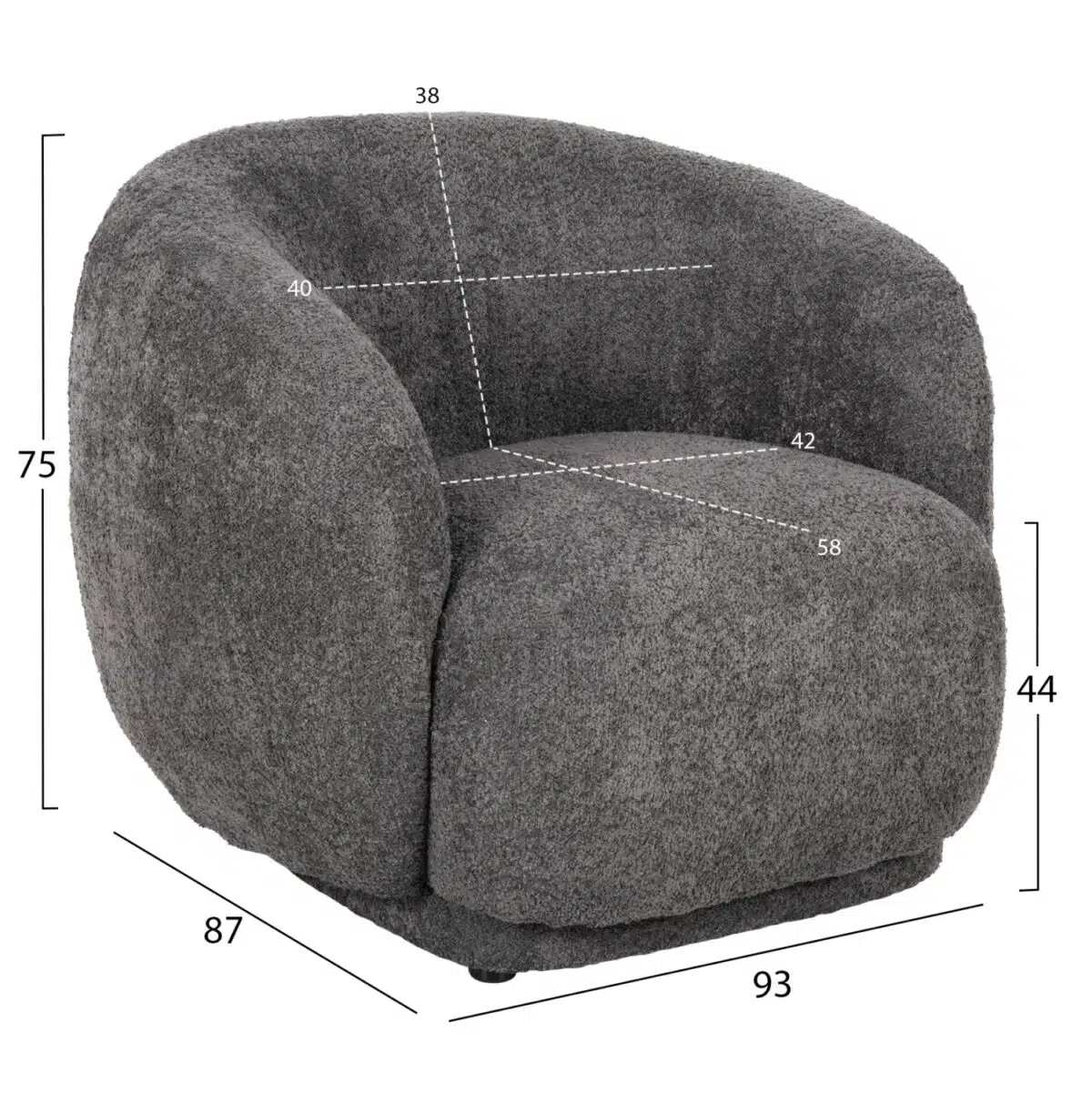 ΠΟΛΥΘΡΟΝΑ KARPEN HM9600.01 ΓΚΡΙ ΜΠΟΥΚΛΕ ΥΦΑΣΜΑ  93x87x78Υ εκ. - Image 2