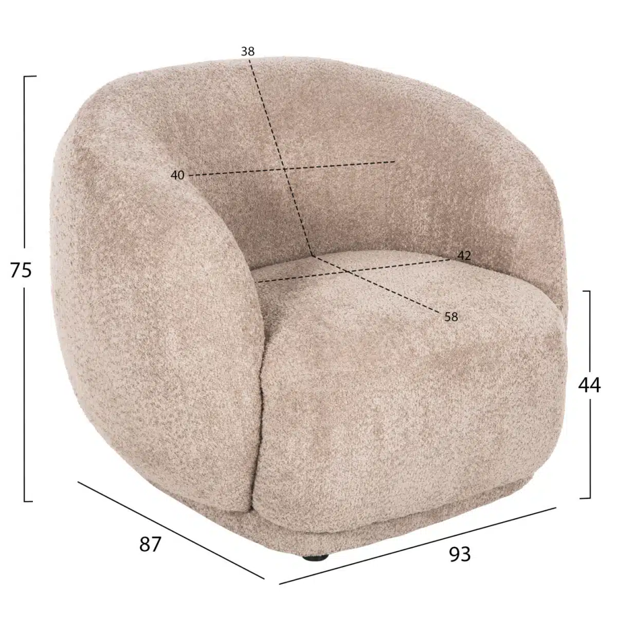 ΠΟΛΥΘΡΟΝΑ KARPEN HM9600.08 ΜΠΕΖ ΜΠΟΥΚΛΕ ΥΦΑΣΜΑ 93x87x78Υ εκ. - Image 2
