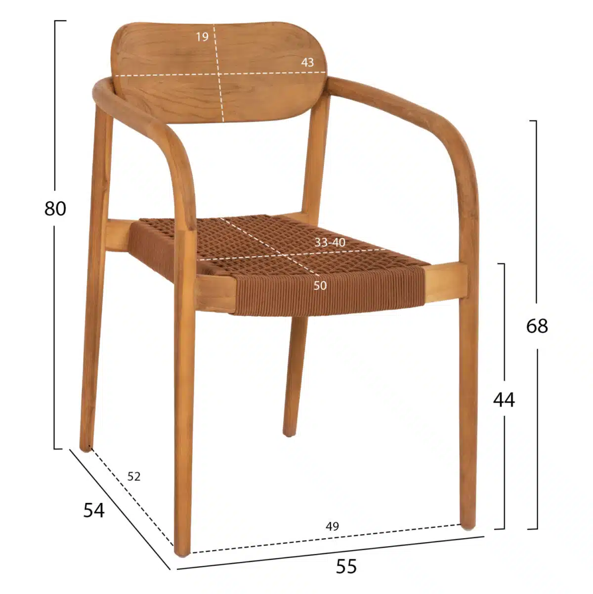 ΠΟΛΥΘΡΟΝΑ OSLO HM9636.01 ΞΥΛΟ TEAK ΦΥΣΙΚΟ & ΚΑΦΕ ΣΧΟΙΝΙ 55x54x80Y εκ. - Image 2