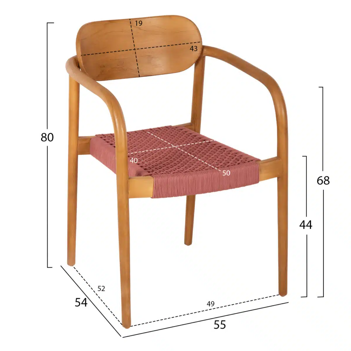 ΠΟΛΥΘΡΟΝΑ OSLO HM9636.06 ΞΥΛΟ TEAK ΦΥΣΙΚΟ & ΡΟΖ ΣΧΟΙΝΙ 55x54x80Yεκ. - Image 2