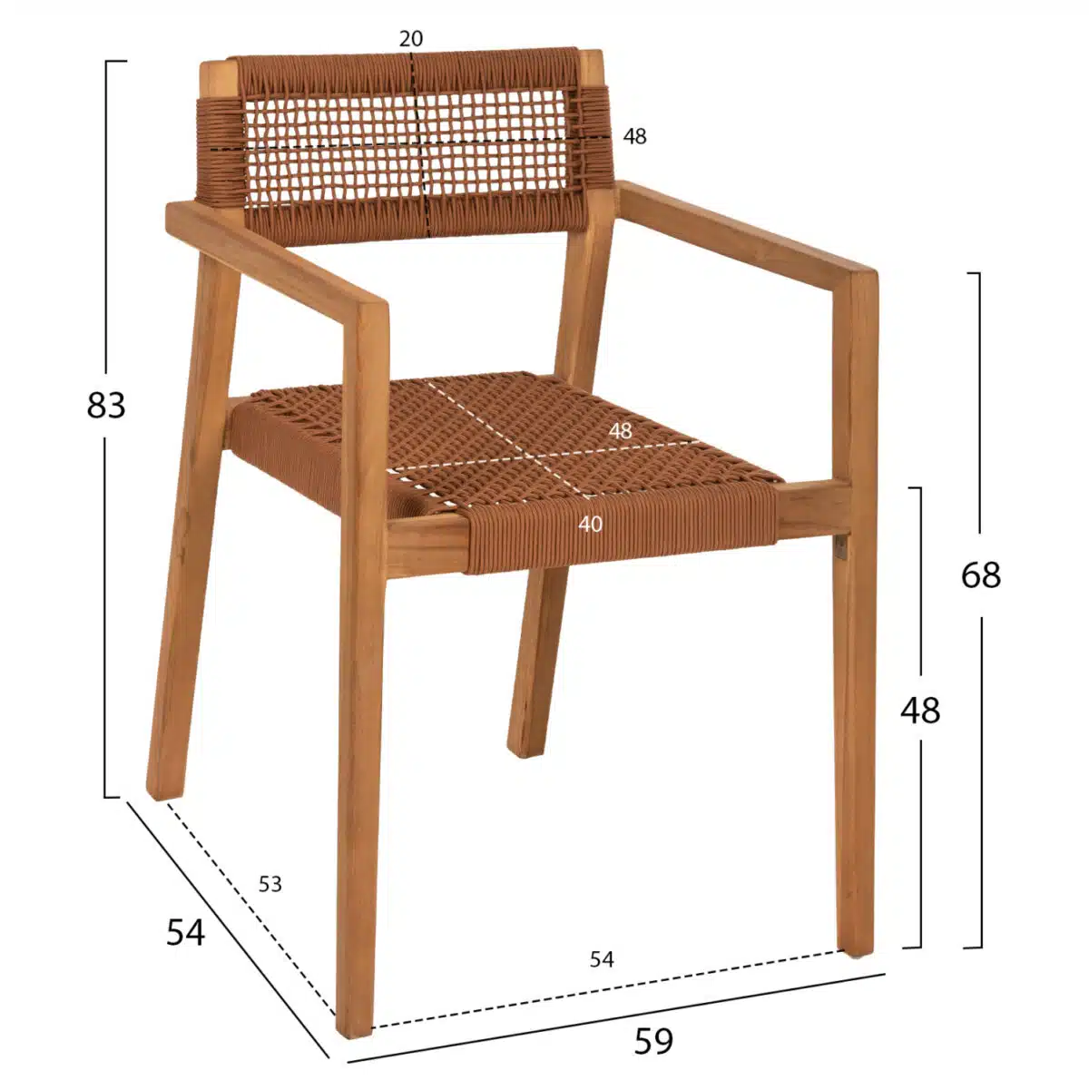 ΠΟΛΥΘΡΟΝΑ CHARLOTTE HM9637.01 ΞΥΛΟ TEAK ΦΥΣΙΚΟ & ΚΑΦΕ ΣΧΟΙΝΙ 59x54x83Y εκ. - Image 2