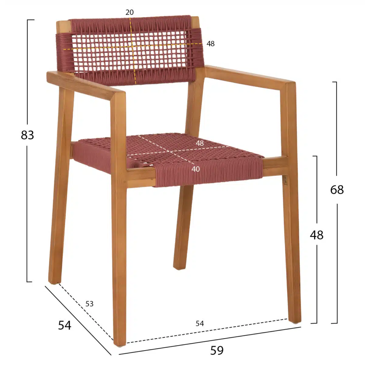 ΠΟΛΥΘΡΟΝΑ CHARLOTTE HM9637.06 ΞΥΛΟ TEAK ΦΥΣΙΚΟ & ΡΟΖ ΣΧΟΙΝΙ 59x54x83Y εκ. - Image 2