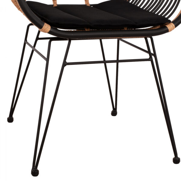 ΠΟΛΥΘΡΟΝΑ ΜΕ ΜΑΞΙΛΑΡΙ ΜΕΤΑΛΛΙΚΗ ALLEGRA HM5663 ΜΕ WICKER ΜΠΕΖ & ΜΑΥΡΟ ΧΡΩΜΑ  58x60x82Υ εκ. - Image 10
