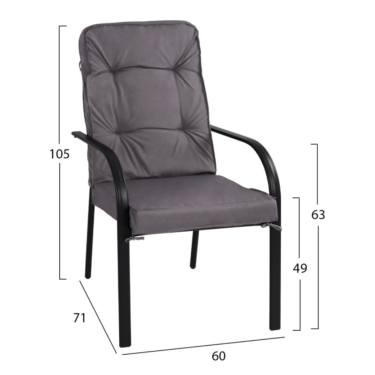 ΠΟΛΥΘΡΟΝΑ ΜΕΤΑΛΛΙΚΗ ENDIKA ΣΕ ΓΚΡΙ ΧΡΩΜΑ ΜΕ ΜΑΞΙΛΑΡΙ 60Χ71Χ105Υ εκ.HM5680.01 - Image 2