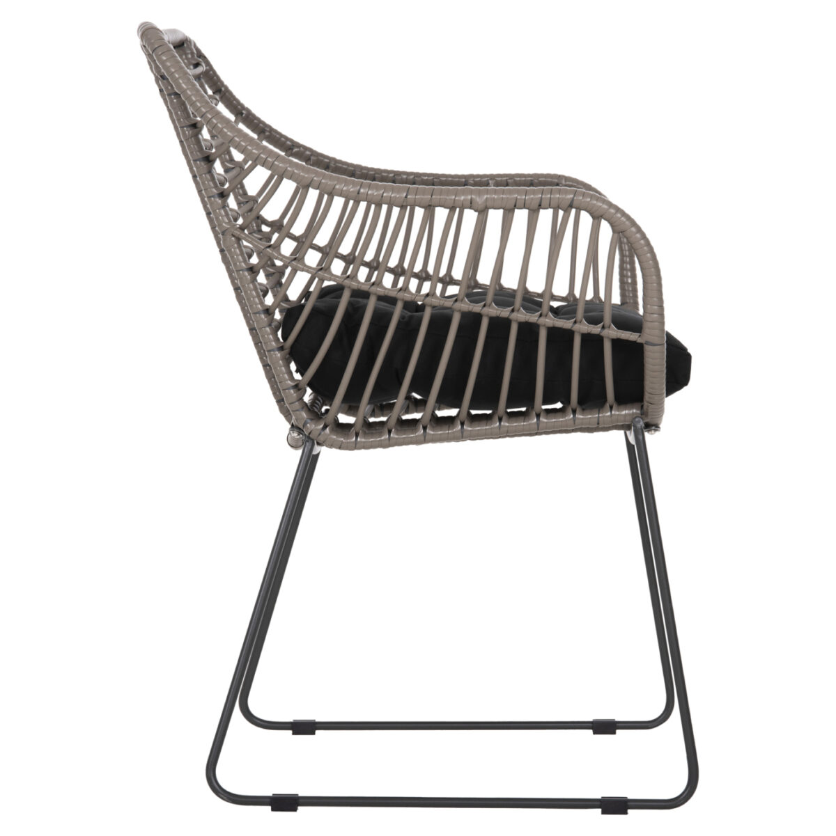 ΠΟΛΥΘΡΟΝΑ ΜΕΤΑΛΛΙΚΗ ΜΕ ΜΑΣΙΦ ΣΚΕΛΕΤΟ ΜΑΥΡΟ ΜΑΤ ΜΕ WICKER ΓΚΡΙ MOKA 60x56x84Υ εκ.HM5300.10 - Image 4
