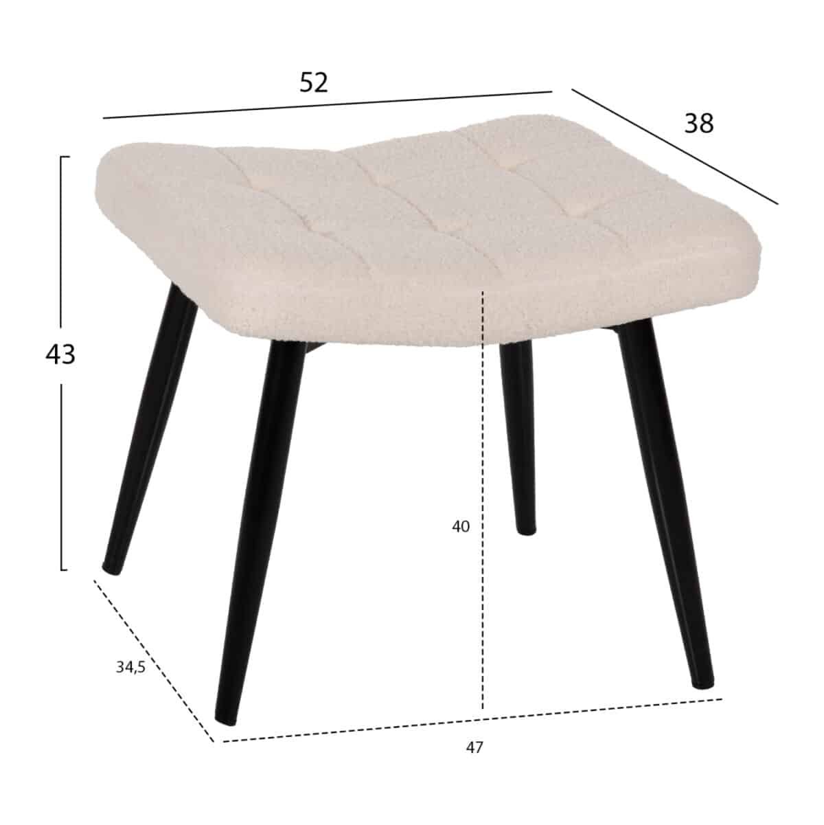 ΠΟΛΥΘΡΟΝΑ ΜΠΕΡΖΕΡΑ CRAWLEY ΜΕ ΥΠΟΠΟΔΙΟ HM8918.25 ΥΦΑΣΜΑ ΜΠΟΥΚΛΕ ΛΕΥΚΟ 70x74x105Y εκ. - Image 3