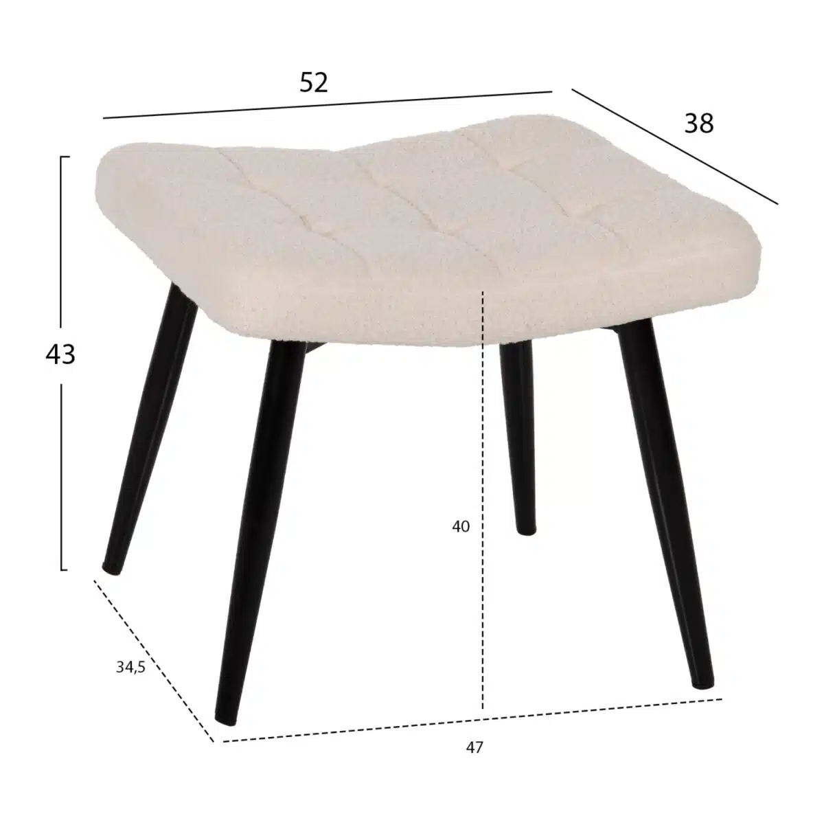 ΠΟΛΥΘΡΟΝΑ ΜΠΕΡΖΕΡΑ CRAWLEY ΜΕ ΥΠΟΠΟΔΙΟ HM8918.25 ΥΦΑΣΜΑ ΜΠΟΥΚΛΕ ΛΕΥΚΟ 70x74x105Y εκ. - Image 3