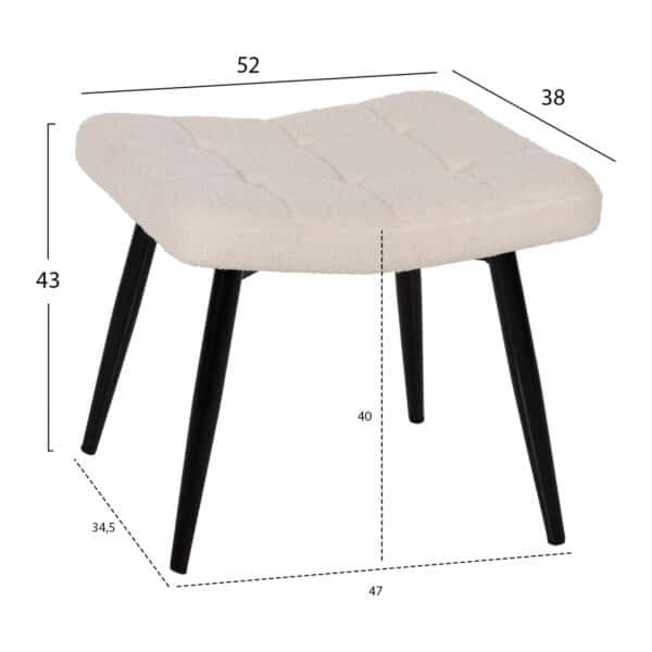 ΠΟΛΥΘΡΟΝΑ ΜΠΕΡΖΕΡΑ CRAWLEY ΜΕ ΥΠΟΠΟΔΙΟ HM8918.25 ΥΦΑΣΜΑ ΜΠΟΥΚΛΕ ΛΕΥΚΟ 70x74x105Y εκ. - Image 3