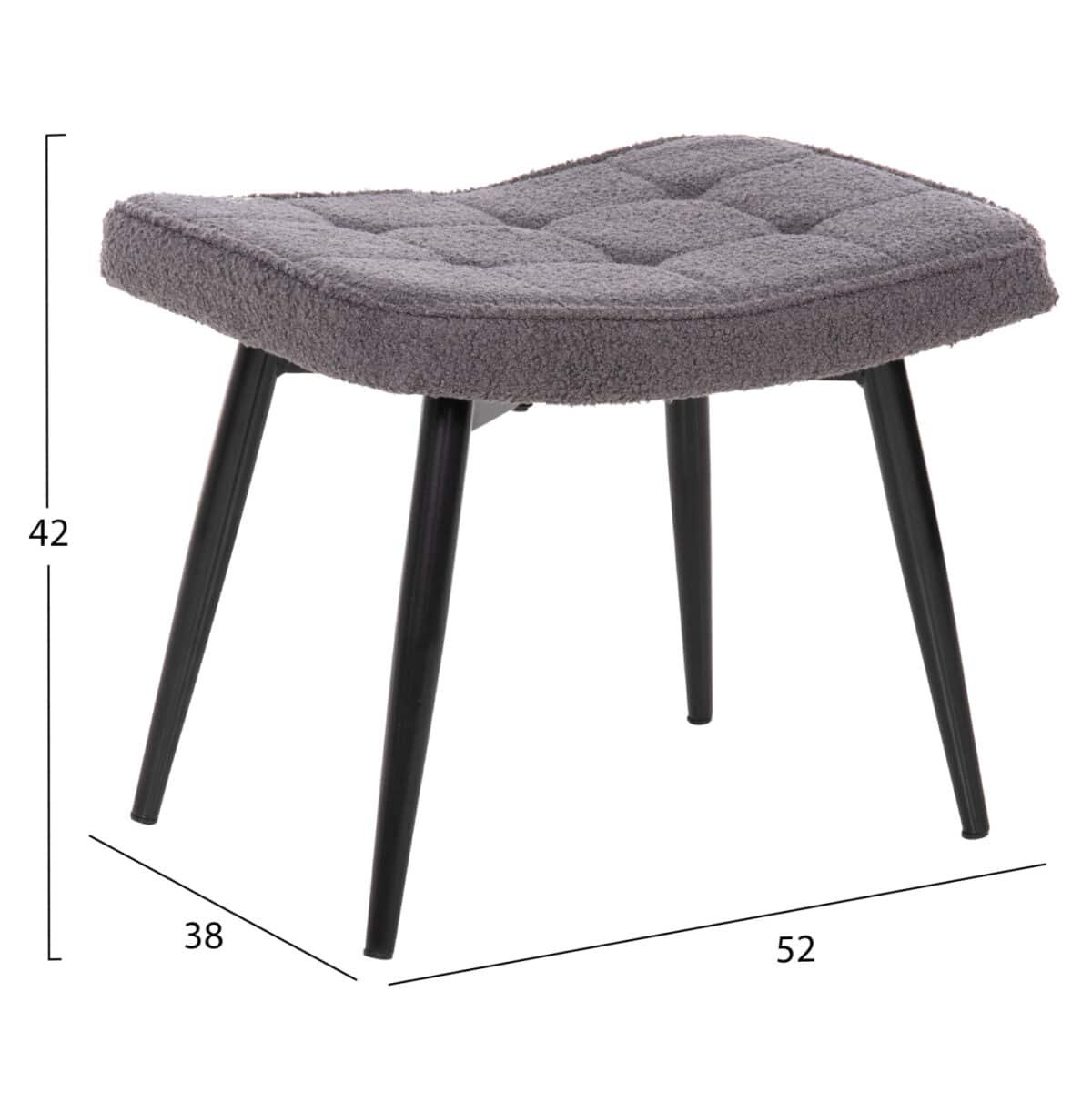 ΠΟΛΥΘΡΟΝΑ ΜΠΕΡΖΕΡΑ CRAWLEY ΜΕ ΥΠΟΠΟΔΙΟ HM8918.21 ΥΦΑΣΜΑ ΜΠΟΥΚΛΕ ΓΚΡΙ 70x74x105Υ εκ. - Image 3