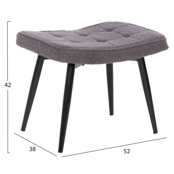 ΠΟΛΥΘΡΟΝΑ ΜΠΕΡΖΕΡΑ CRAWLEY ΜΕ ΥΠΟΠΟΔΙΟ HM8918.21 ΥΦΑΣΜΑ ΜΠΟΥΚΛΕ ΓΚΡΙ 70x74x105Υ εκ. - Image 3