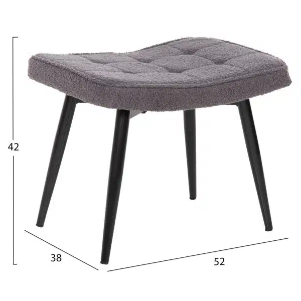 ΠΟΛΥΘΡΟΝΑ ΜΠΕΡΖΕΡΑ CRAWLEY ΜΕ ΥΠΟΠΟΔΙΟ HM8918.21 ΥΦΑΣΜΑ ΜΠΟΥΚΛΕ ΓΚΡΙ 70x74x105Υ εκ. - Image 3