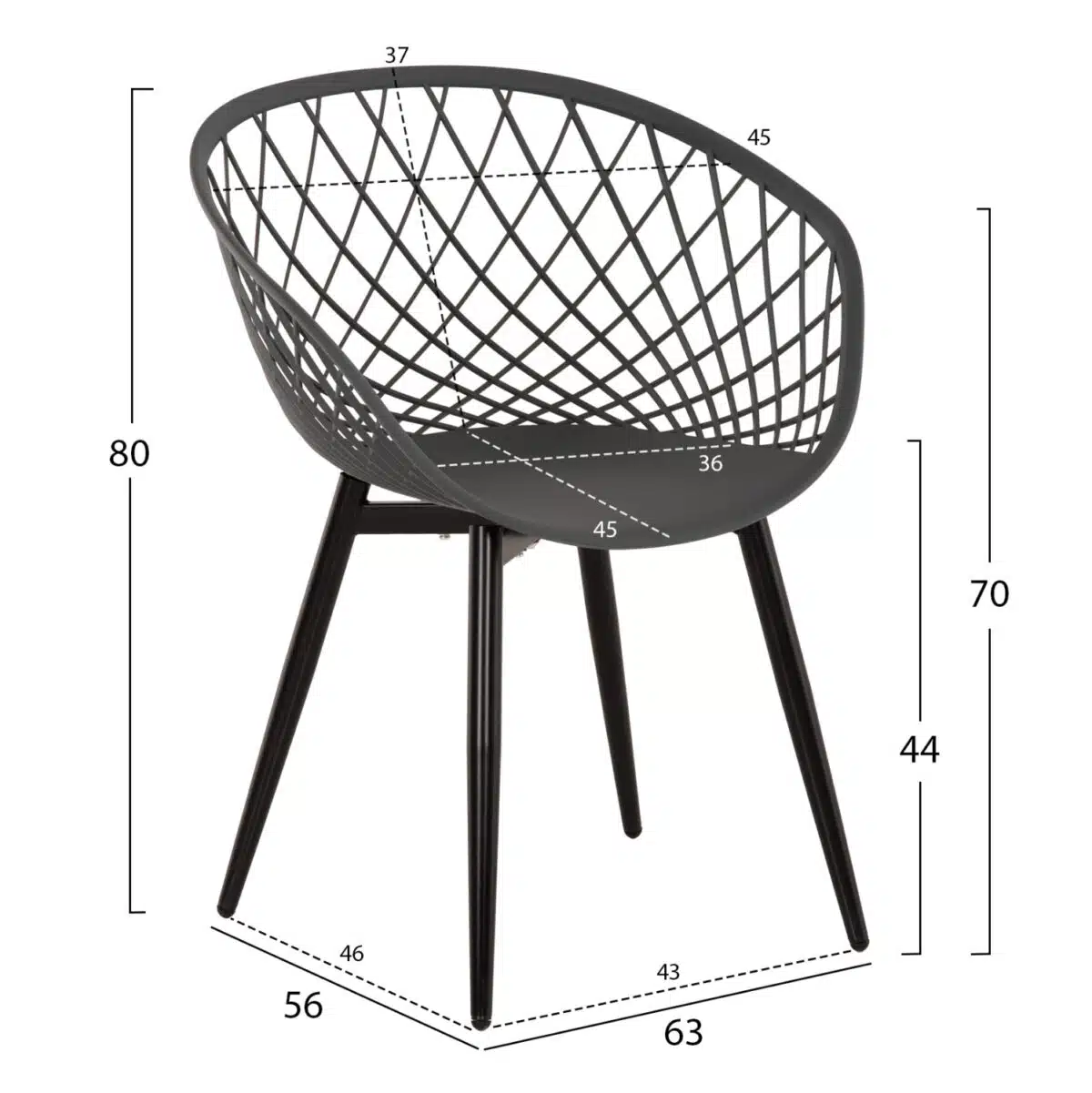 ΠΟΛΥΘΡΟΝΑ ΠΟΛΥΠΡΟΠΥΛΕΝΙΟΥ ΓΚΡΙ-ΜΑΥΡΑ ΜΕΤΑΛ. ΠΟΔΙΑ ARIADNE HM8001.30 63x56x80Yεκ. - Image 2