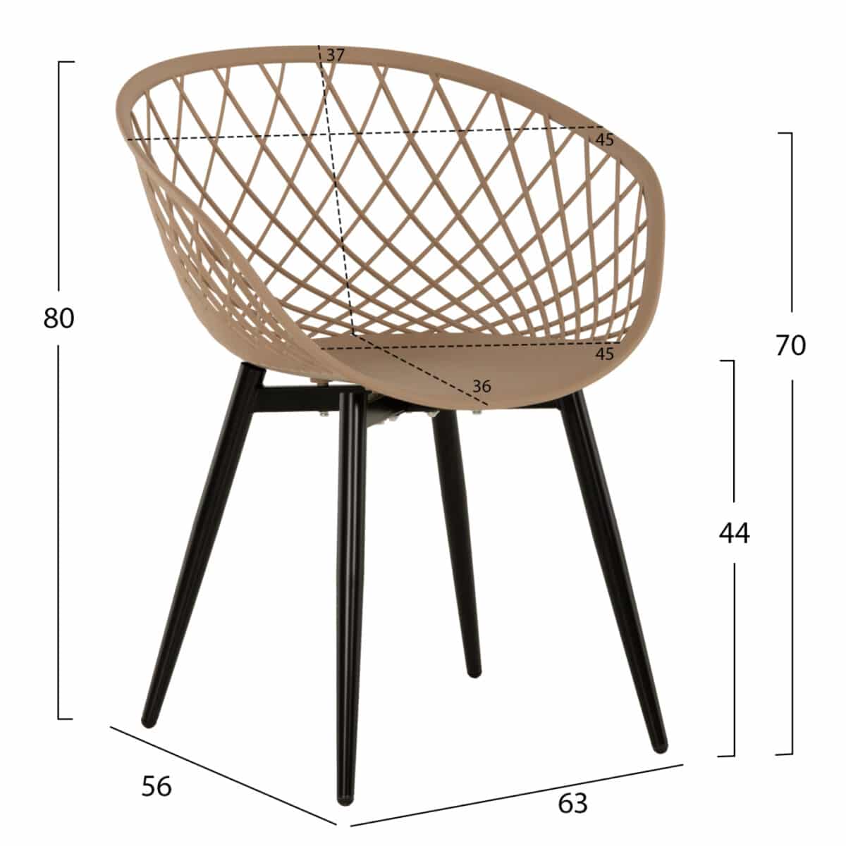 ΠΟΛΥΘΡΟΝΑ ΠΟΛΥΠΡΟΠΥΛΕΝΙΟΥ ΚΑΠΟΥΤΣΙΝΟ-ΜΑΥΡΑ ΜΕΤΑΛΛΙΚΑ ΠΟΔΙΑ ARIADNE HM8001.23 63x56x80Υεκ. - Image 2