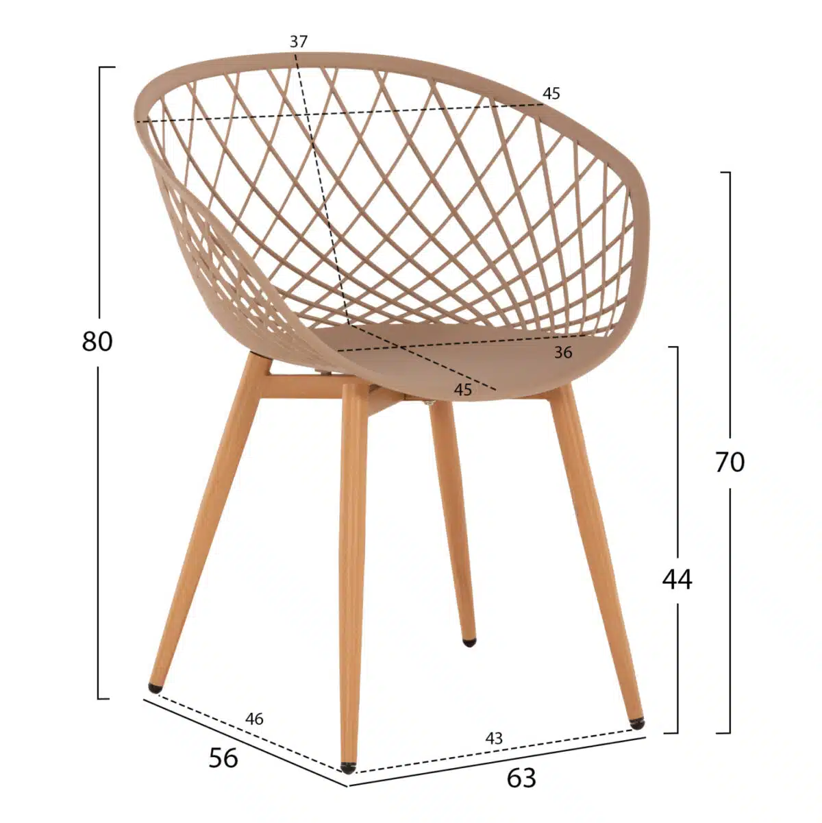 ΠΟΛΥΘΡΟΝΑ ΠΟΛΥΠΡΟΠΥΛΕΝΙΟΥ ΚΑΠΟΥΤΣΙΝΟ ΜΕΤΑΛΛΙΚΑ ΠΟΔΙΑ ARIADNE HM8001.13 63x56x80Y εκ. - Image 2