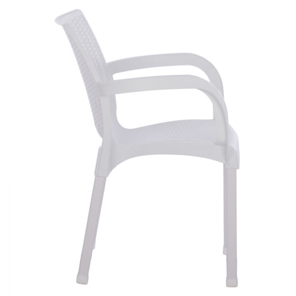 ΠΟΛΥΘΡΟΝΑ ΠΟΛΥΠΡΟΠΥΛΕΝΙΟΥ RATTAN ΠΟΔΙ ALU HM5591.01 ΧΡΩΜΑ ΛΕΥΚΟ 60x60x82 cm - Image 4