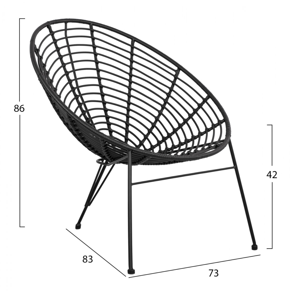 ΠΟΛΥΘΡΟΝΑ ΤΥΠΟΥ ΦΩΛΙΑ ΜΕΤΑΛΛΙΚΗ ALLEGRA HM5458.02 ΜΕ ΜΑΥΡΟ WICKER 73x83x86Υ εκ. - Image 2