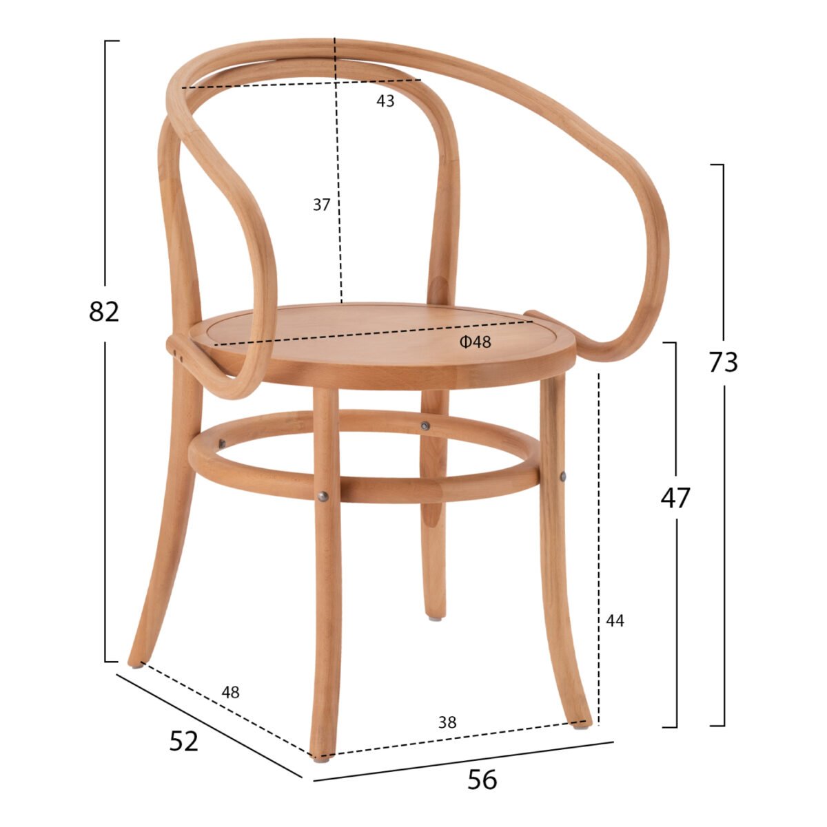 ΠΟΛΥΘΡΟΝΑ ΞΥΛΙΝΗ JANELLE ΑΠΟ ΟΞΙΑ ΣΕ ΦΥΣΙΚΗ ΑΠΟΧΡΩΣΗ HM8746.01 56x52x82Υ εκ. - Image 2