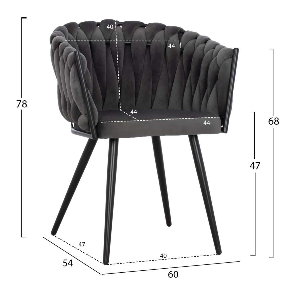 ΠΟΛΥΘΡΟΝΑΚΙ LUANDA ΒΕΛΟΥΔΟ ΓΚΡΙ ΚΑΙ ΜΕΤΑΛΛΙΚΑ ΠΟΔΙΑ HM8741.01 60x54x78 εκ. - Image 2