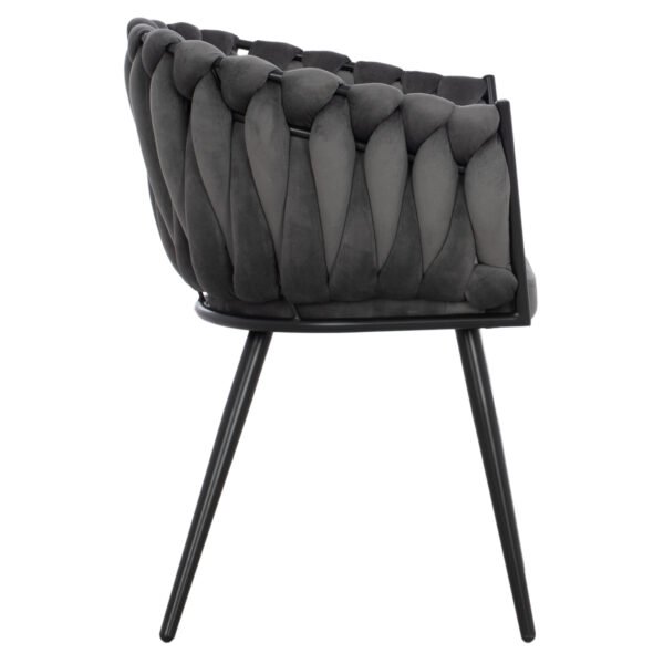 ΠΟΛΥΘΡΟΝΑΚΙ LUANDA ΒΕΛΟΥΔΟ ΓΚΡΙ ΚΑΙ ΜΕΤΑΛΛΙΚΑ ΠΟΔΙΑ HM8741.01 60x54x78 εκ. - Image 4