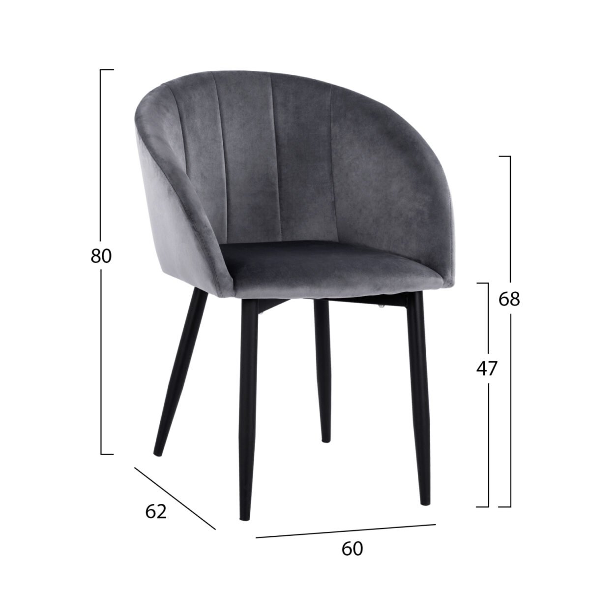 ΠΟΛΥΘΡΟΝΑΚΙ BESSIE HM8699.01 ΒΕΛΟΥΔΟ ΓΚΡΙ ΜΕ ΜΕΤΑΛΛΙΚΟ ΣΚΕΛΕΤΟ 60x62x80Y εκ. - Image 2