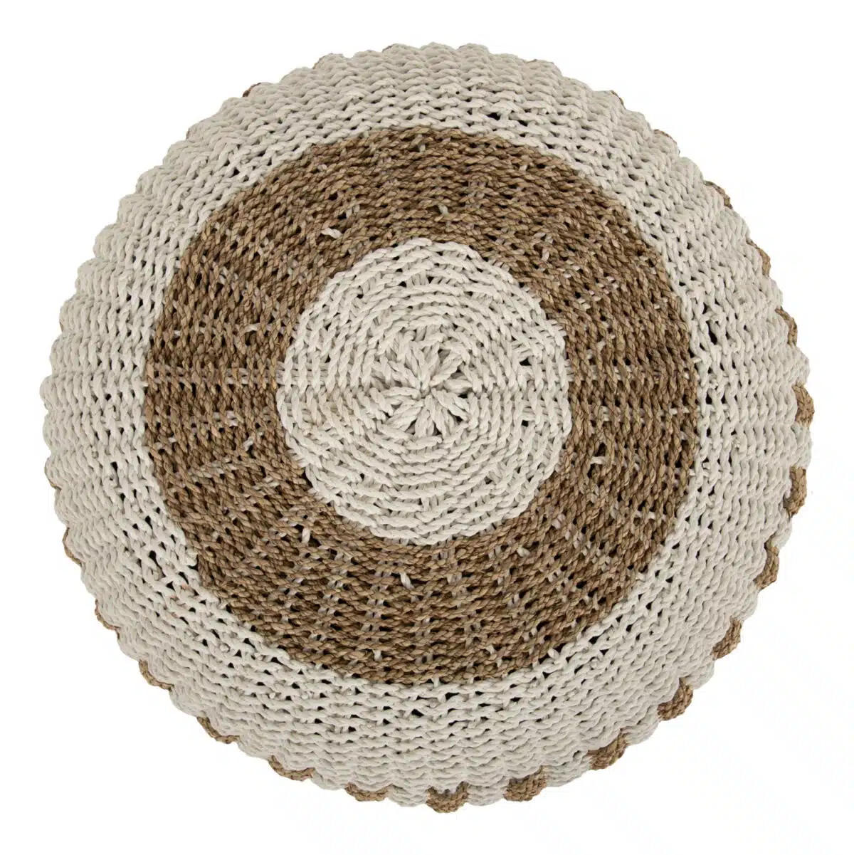 ΠΟΥΦ ΣΚΑΜΠΟ SARONI HM7851.01 SEAGRASS ΣΕ ΦΥΣΙΚΟ-ΛΕΥΚΟ ΧΡΩΜΑ Φ60x35Yεκ. - Image 5