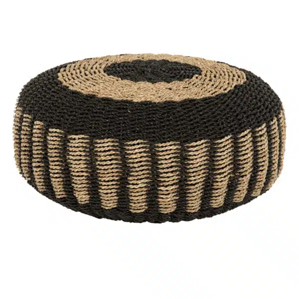 ΠΟΥΦ ΣΚΑΜΠΟ SARONI HM7851.02 SEAGRASS ΣΕ ΦΥΣΙΚΟ-ΜΑΥΡΟ ΧΡΩΜΑ Φ60x35Yεκ.