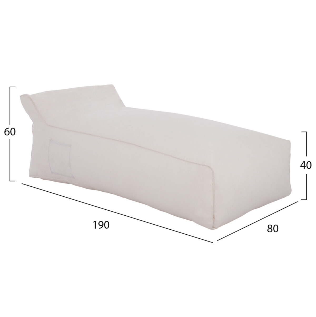 ΠΟΥΦ ΞΑΠΛΩΣΤΡΑ WADELIN HM5774.11 ΜΕ TEXTILINE ΛΕΥΚΟ 190x80x40-60Υ εκ. - Image 2