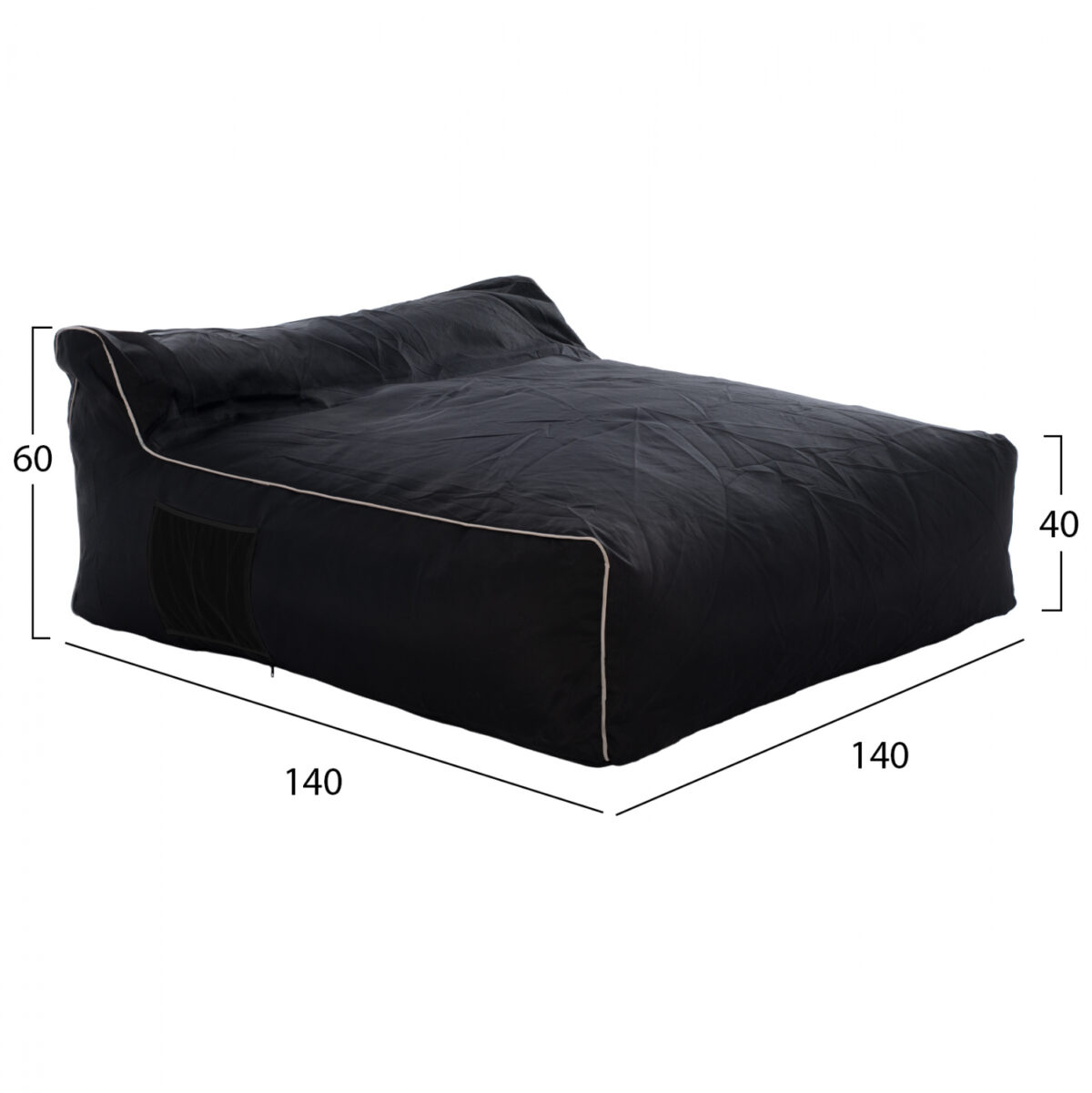 ΠΟΥΦ YAMIN ΔΥΟ ΑΤΟΜΩΝ ΜΕ TEXTILENE 600gr/m2 2X1 ΜΑΥΡΟ ΚΑΙ ΛΕΥΚΟ ΡΕΛΙ HM5773.12 140x140x40-60Υ εκ. - Image 2