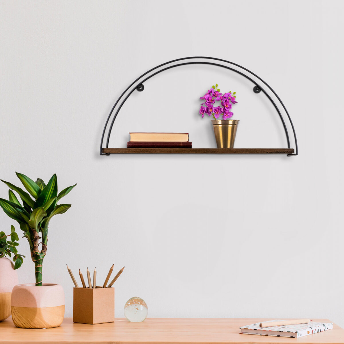 ΡΑΦΙ ΤΟΙΧΟΥ ΑΠΟ ΞΥΛΟ ΕΛΑΤΟΥ ΚΑΙ ΜΑΥΡΟ ΜΕΤΑΛΛΟ HM9112.01 60x15x30Υ εκ. - Image 6