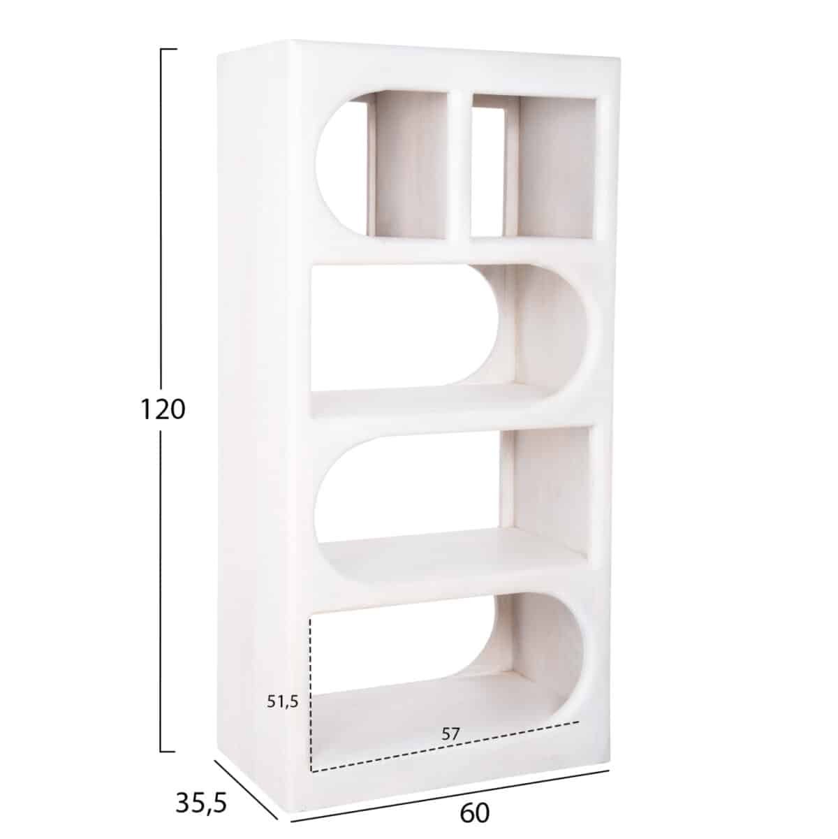 ΡΑΦΙΕΡΑ ΚΟΜΜΟ HANDYR HM9706 ΜΑΣΙΦ ΞΥΛΟ MANGO ΣΕ ΛΕΥΚΟ ΧΡΩΜΑ 60x35x120Υεκ. - Image 2