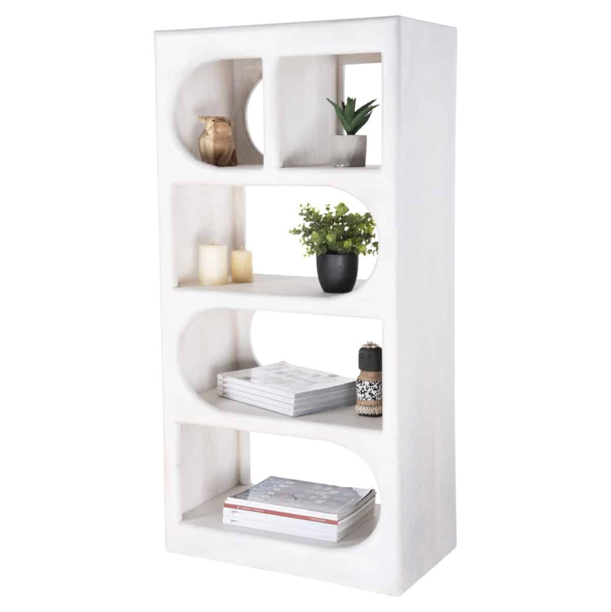 ΡΑΦΙΕΡΑ ΚΟΜΜΟ HANDYR HM9706 ΜΑΣΙΦ ΞΥΛΟ MANGO ΣΕ ΛΕΥΚΟ ΧΡΩΜΑ 60x35x120Υεκ. - Image 4