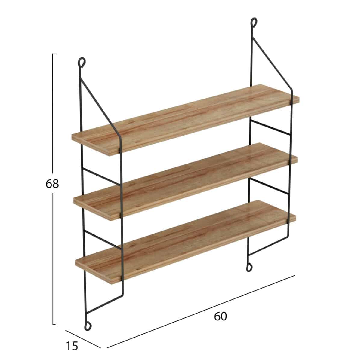 ΡΑΦΙΕΡΑ ΤΟΙΧΟΥ ACHALA ΜΕΛΑΜΙΝΗΣ HM9185.11 ΦΥΣΙΚΟ ΟΑΚ 60x15x68Yεκ. - Image 2
