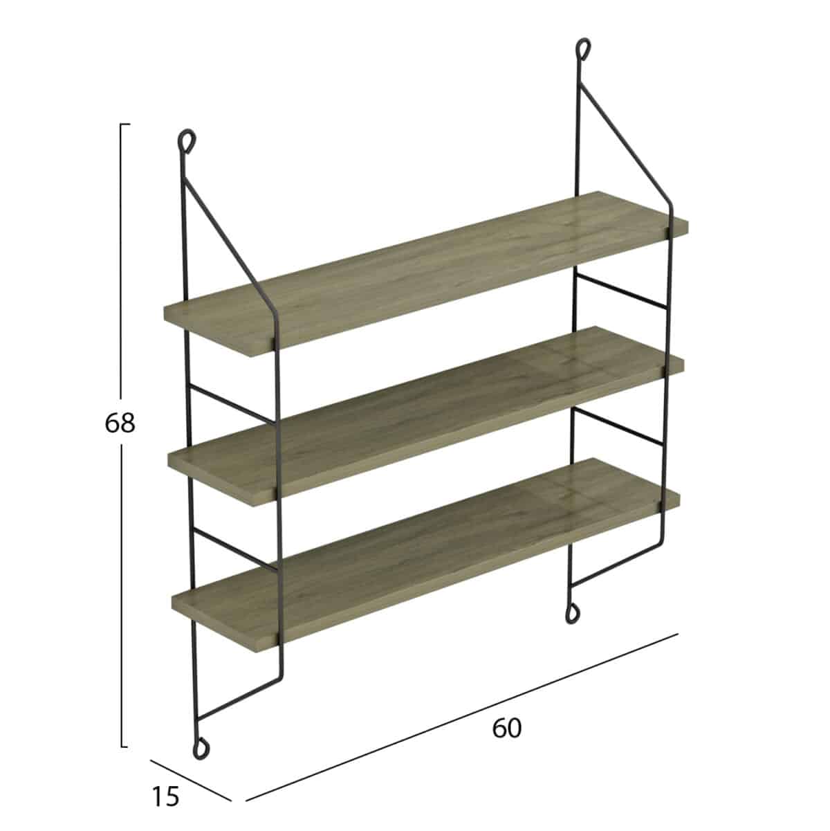 ΡΑΦΙΕΡΑ ΤΟΙΧΟΥ ACHALA ΜΕΛΑΜΙΝΗΣ HM9185.12 OLIVE GREY 60x15x68Y εκ. - Image 2