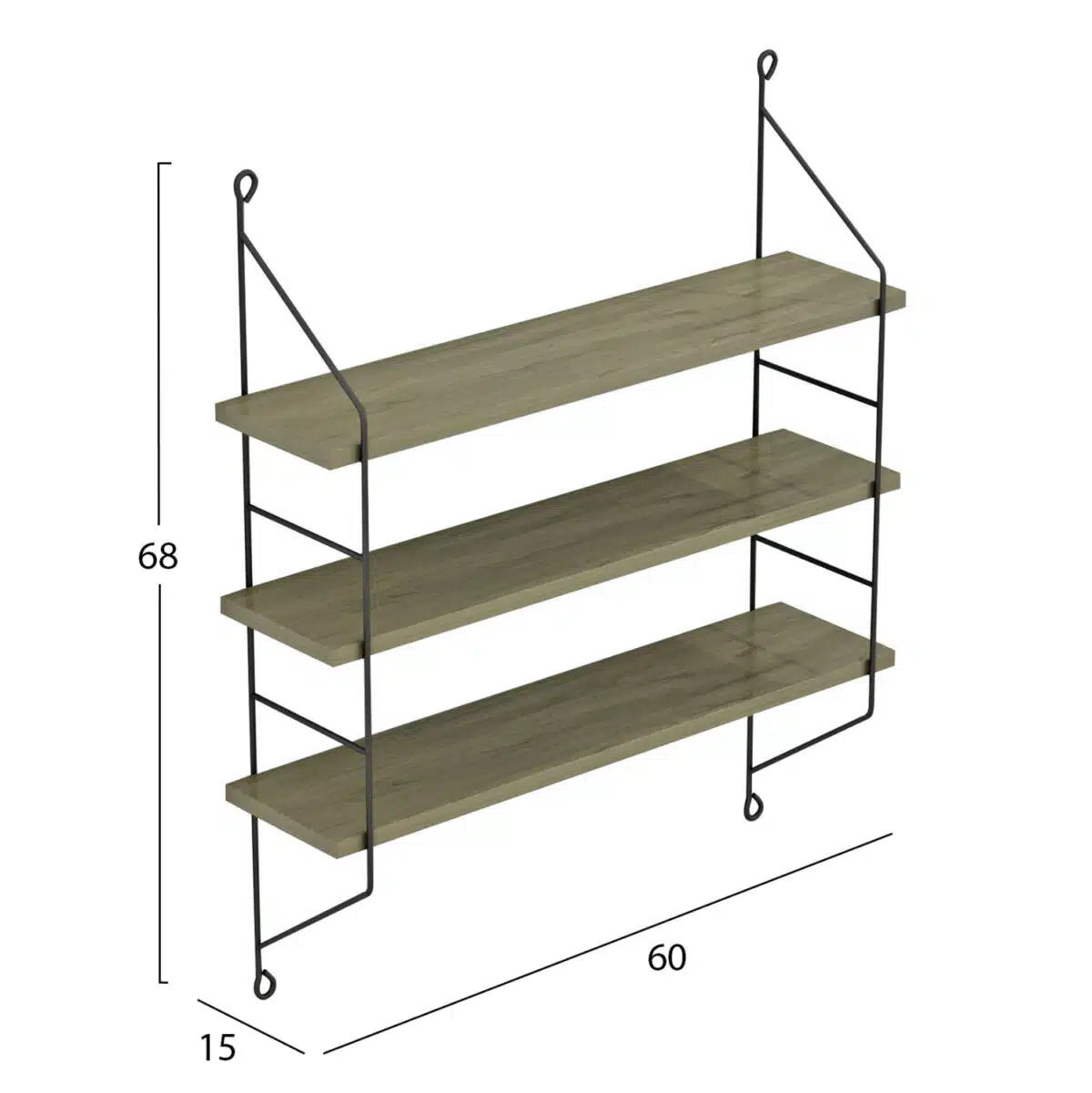 ΡΑΦΙΕΡΑ ΤΟΙΧΟΥ ACHALA ΜΕΛΑΜΙΝΗΣ HM9185.12 OLIVE GREY 60x15x68Y εκ. - Image 2