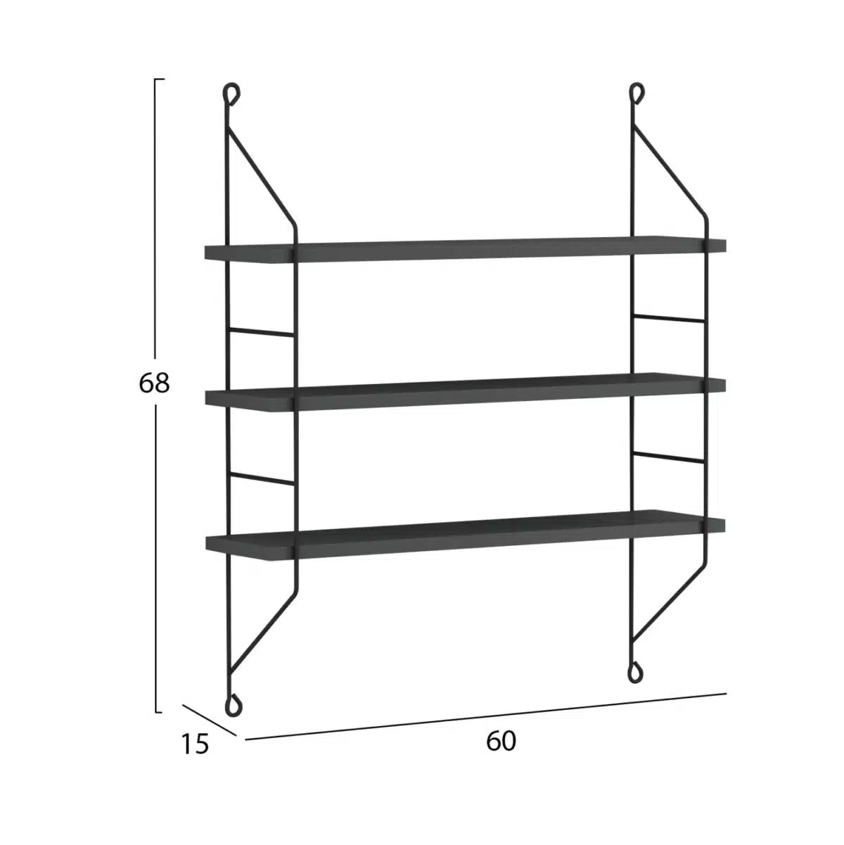 ΡΑΦΙΕΡΑ ΤΟΙΧΟΥ ACHALA ΜΕΛΑΜΙΝΗΣ HM9185.20 ΓΚΡΙ 60x15x68Y εκ. - Image 2