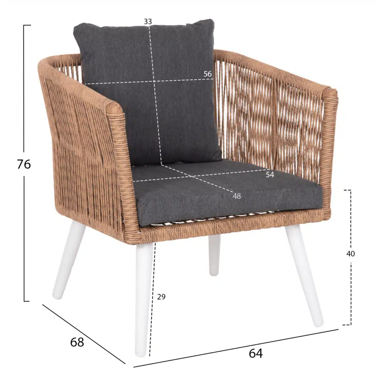 ΣΑΛΟΝΙ ΕΞ.ΧΩΡΟΥ 4ΤΜΧ FREJA HM6057.01 ΑΛΟΥΜ. ΛΕΥΚΟ-PE RATTAN ΜΠΕΖ-ΑΝΘΡΑΚΙ ΜΑΞΙΛΑΡΙΑ - Image 2