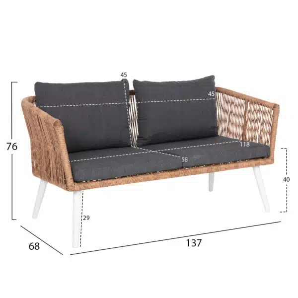 ΣΑΛΟΝΙ ΕΞ.ΧΩΡΟΥ 4ΤΜΧ FREJA HM6057.01 ΑΛΟΥΜ. ΛΕΥΚΟ-PE RATTAN ΜΠΕΖ-ΑΝΘΡΑΚΙ ΜΑΞΙΛΑΡΙΑ - Image 3