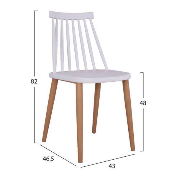 ΣΕΤ 5ΤΜΧ ΤΡΑΠΕΖΙ SONAMA & ΚΑΡΕΚΛΕΣ VANESSA ΛΕΥΚΟ ΧΡΩΜΑ ΜΕΤΑΛΛΙΚΑ ΠΟΔΙΑ HM11024.01 120x70x76.5 cm - Image 3