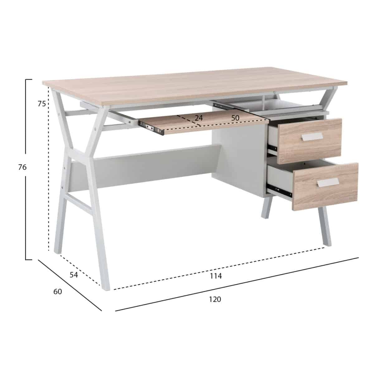 ΣΕΤ ΓΡΑΦΕΙΟΥ HM11769 2ΤΜΧ ΜΕΛΑΜΙΝΗ ΣΕ SONOMA- ΛΕΥΚΟ ΜΕΤΑΛΛΟ - Image 2