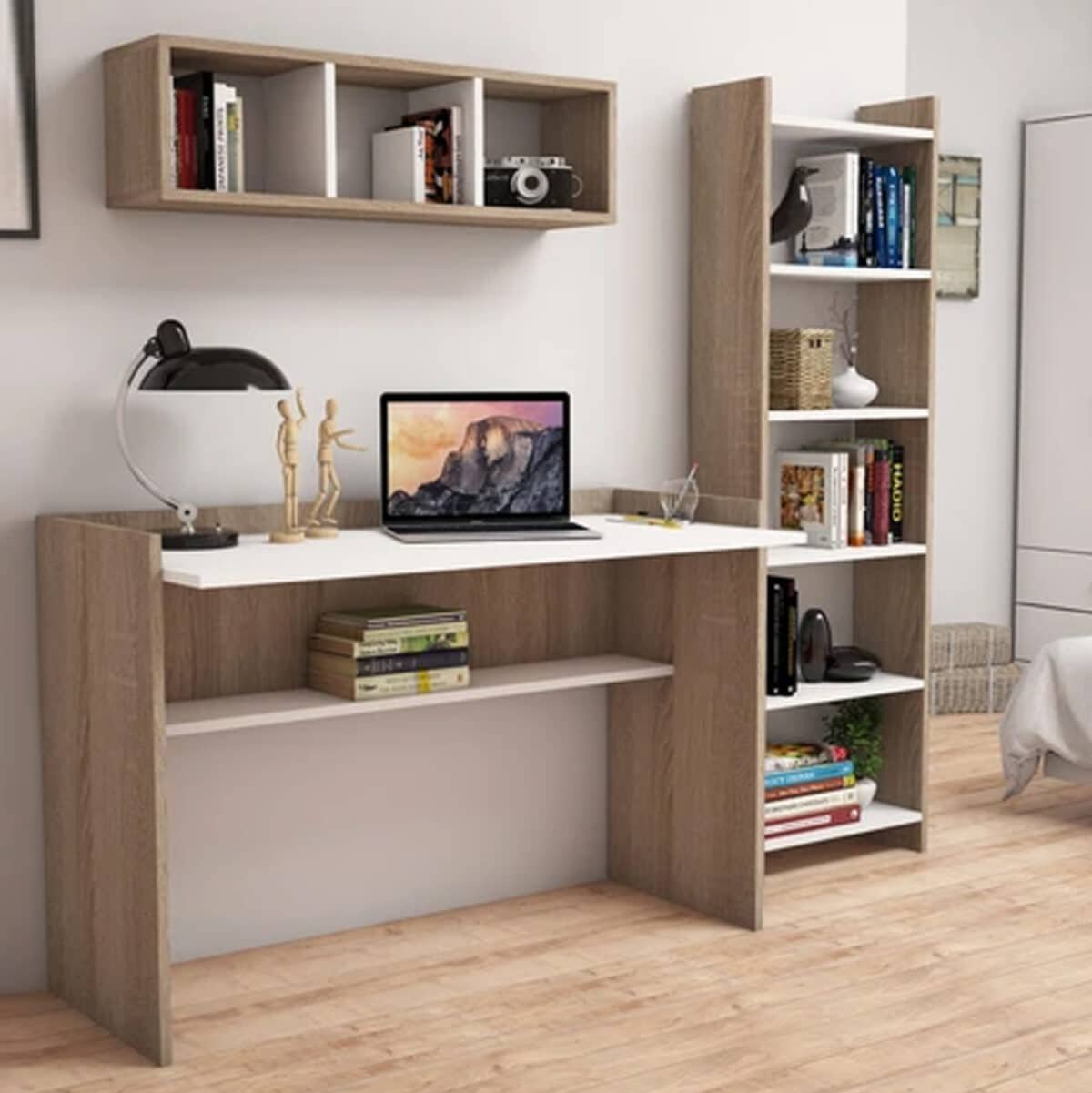 ΣΕΤ ΓΡΑΦΕΙΟΥ 3ΤΜΧ HM11776.12 ΜΕΛΑΜΙΝΗ ΣΕ SONOMA ΚΑΙ ΛΕΥΚΟ ΧΡΩΜΑ - Image 2