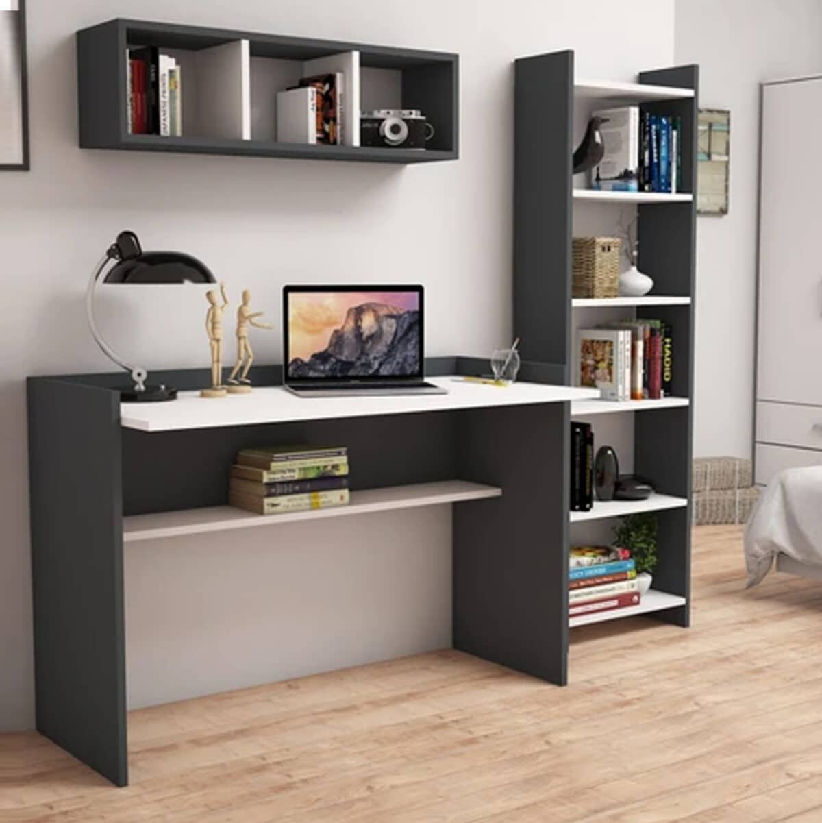 ΣΕΤ ΓΡΑΦΕΙΟΥ 3ΤΜΧ HM11776.13 ΜΕΛΑΜΙΝΗ ΣΕ ΓΚΡΙ ΚΑΙ ΛΕΥΚΟ ΧΡΩΜΑ - Image 2