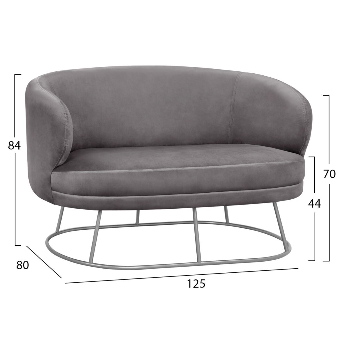 ΣΕΤ ΣΑΛΟΝΙ 2ΘΕΣΙΟΣ & 2 ΠΟΛΥΘΡΟΝΕΣ ARIEN ΓΚΡΙ ΒΕΛΟΥΔΟ ΑΣΗΜΙ ΒΑΣΗ HM11051.01 - Image 2