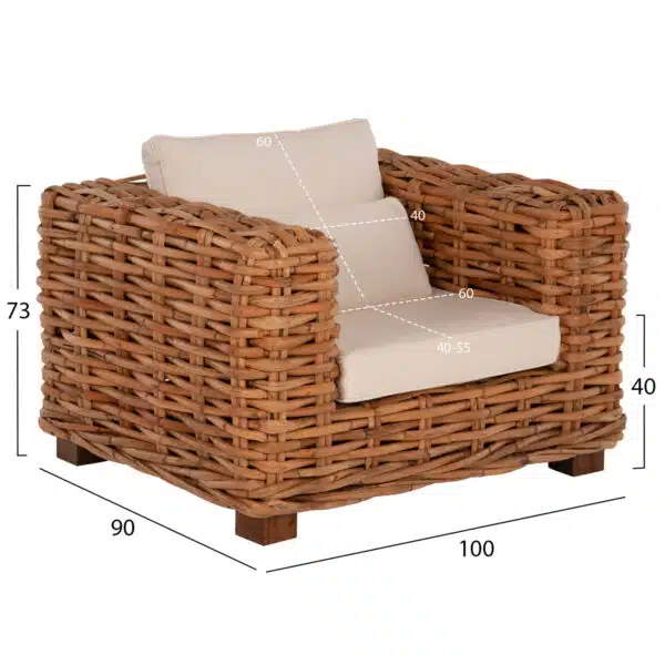 ΣΕΤ ΣΑΛΟΝΙ ΕΞ.ΧΩΡΟΥ TROPEL HM9656 4ΤΜΧ ΦΥΣΙΚΟ RATTAN-ΞΥΛΟ ΜΑΟΝΙ-ΛΕΥΚΑ ΜΑΞΙΛΑΡΙΑ - Image 3